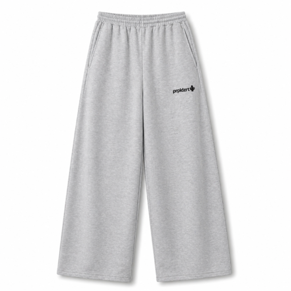 Melange grey Unisex French terry cotton baggy lower