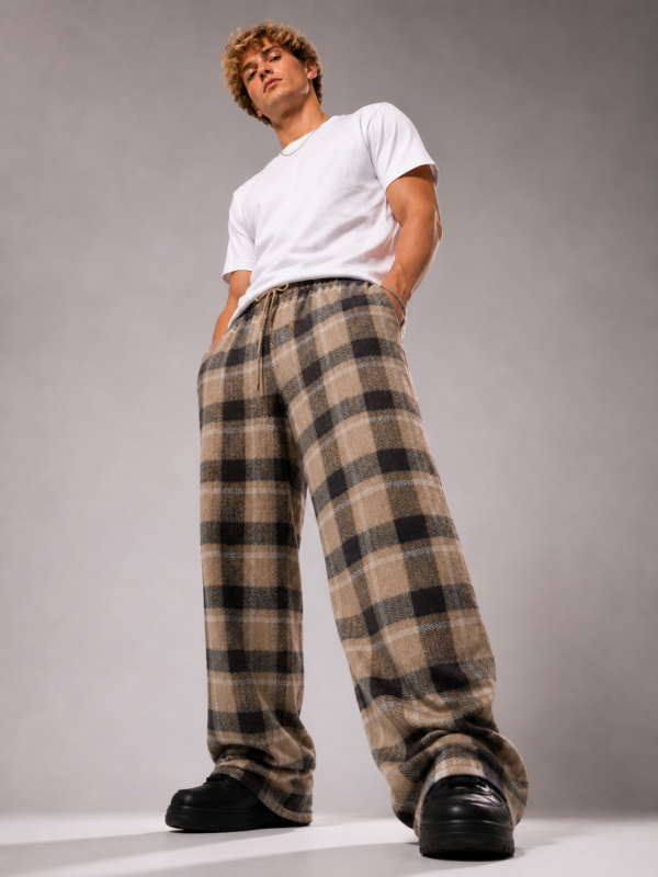 Leg Days Cozy Wide-Legs – Brown Check