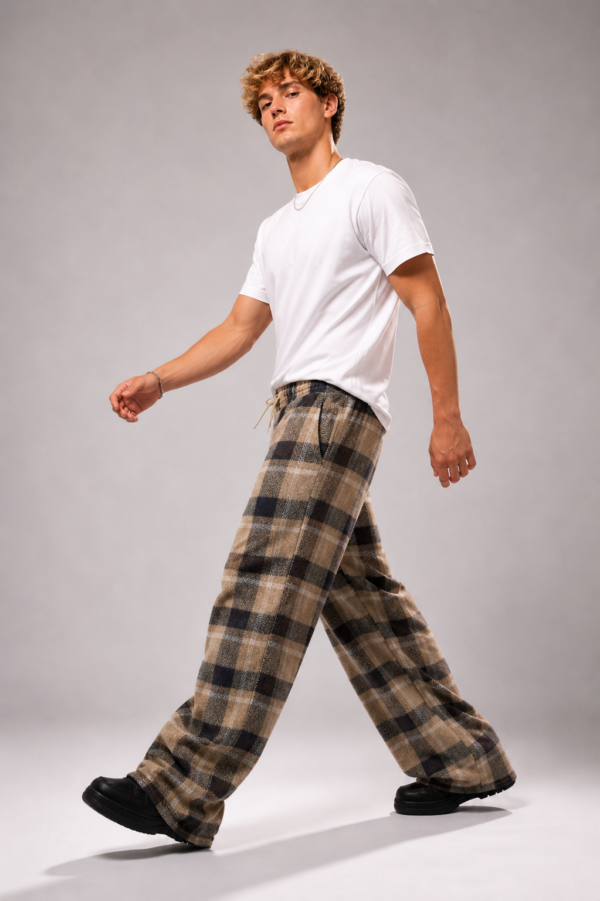 Leg Days Cozy Wide-Legs – Brown Check