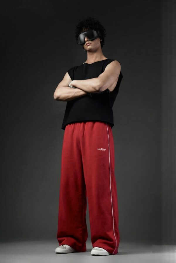 Crimson Riot baggy unisex Pants white pipine